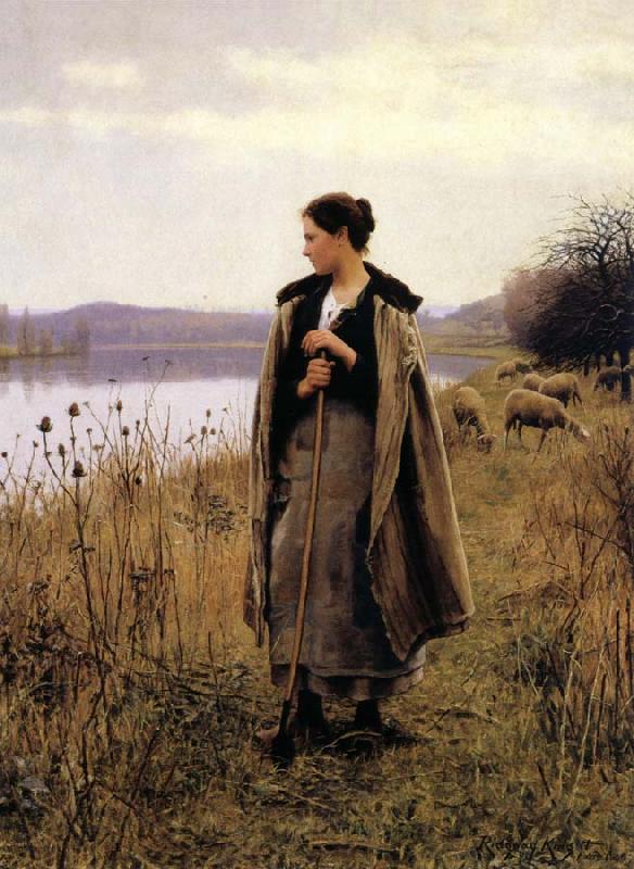Daniel Ridgeway Knight The Shepherdess of Rolleboise France oil painting art